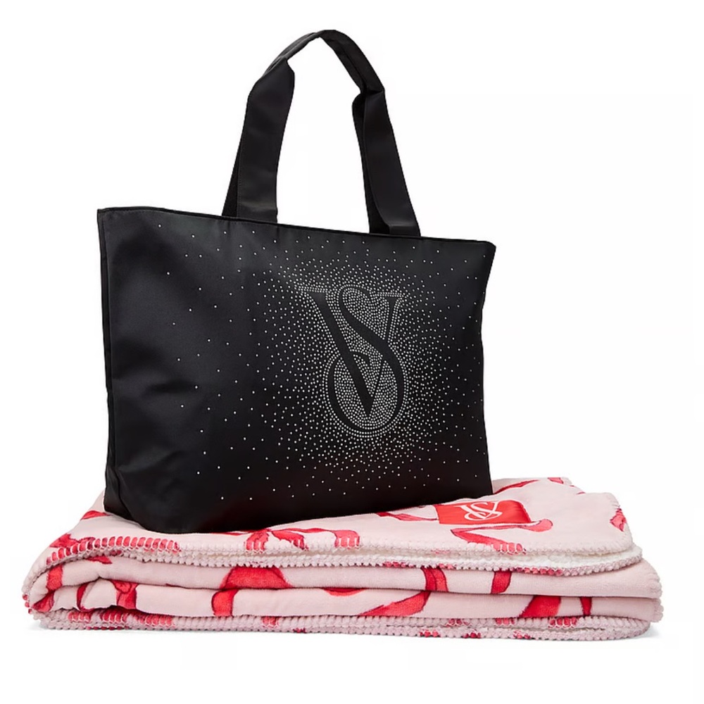 Victoria's Secret “BUNDLE” Black Tote Bag/Blanket